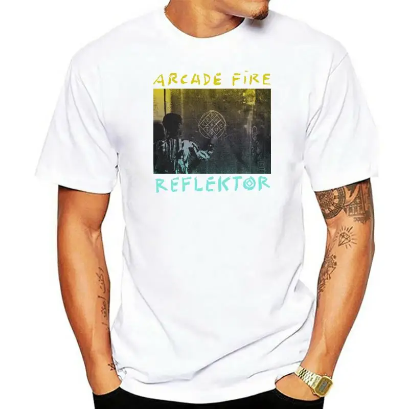 Фото Официальный Hombre Arcade Fire Reflector Camiseta Funeral The Suburbs Неоновая Biblia Летняя футболка Модная футболка Бесплатная покупка №1