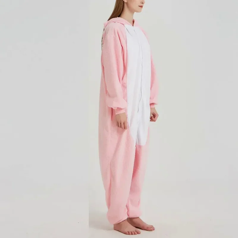 Coslan пижамы с животными кролик комбинезон для взрослых женщин флисовый розовый