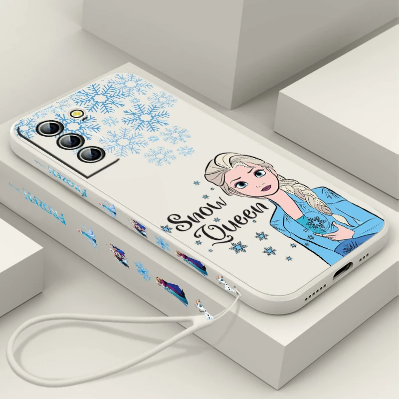 

Princess Elsa beautiful Phone Case For Samsung Galaxy S23 S22 S21 S20 S10 S9 Ultra Plus Pro FE Liquid Left Rope Phone Case Funda
