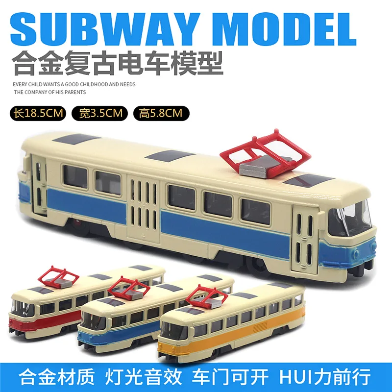 1:90 модель трамма в стиле ретро из сплава освещение музыка автобус автомобиля
