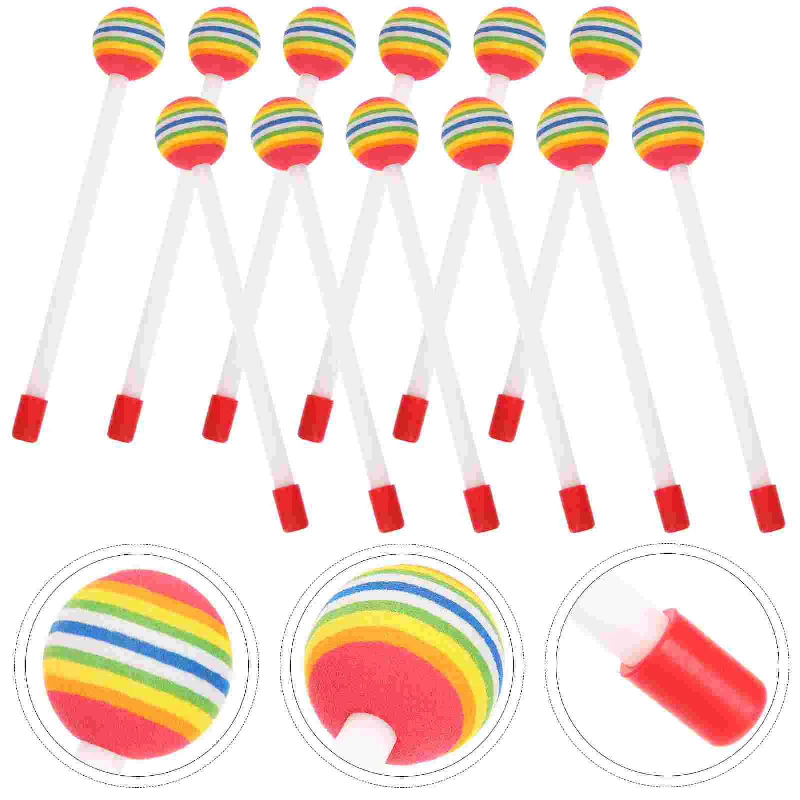 

12pcs Kids Portable Decorative Musical Instrument Stick Drum Accessories Drum Sticks Performance Drumsticks