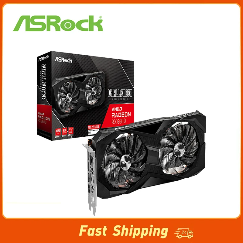 

ASROCK AMD Radeon RX 6600 Challenger D 8 Гб новый GDDR6 128 бит HDMI DP поддержка AMD Intel десктопный процессор Материнская плата оригинал