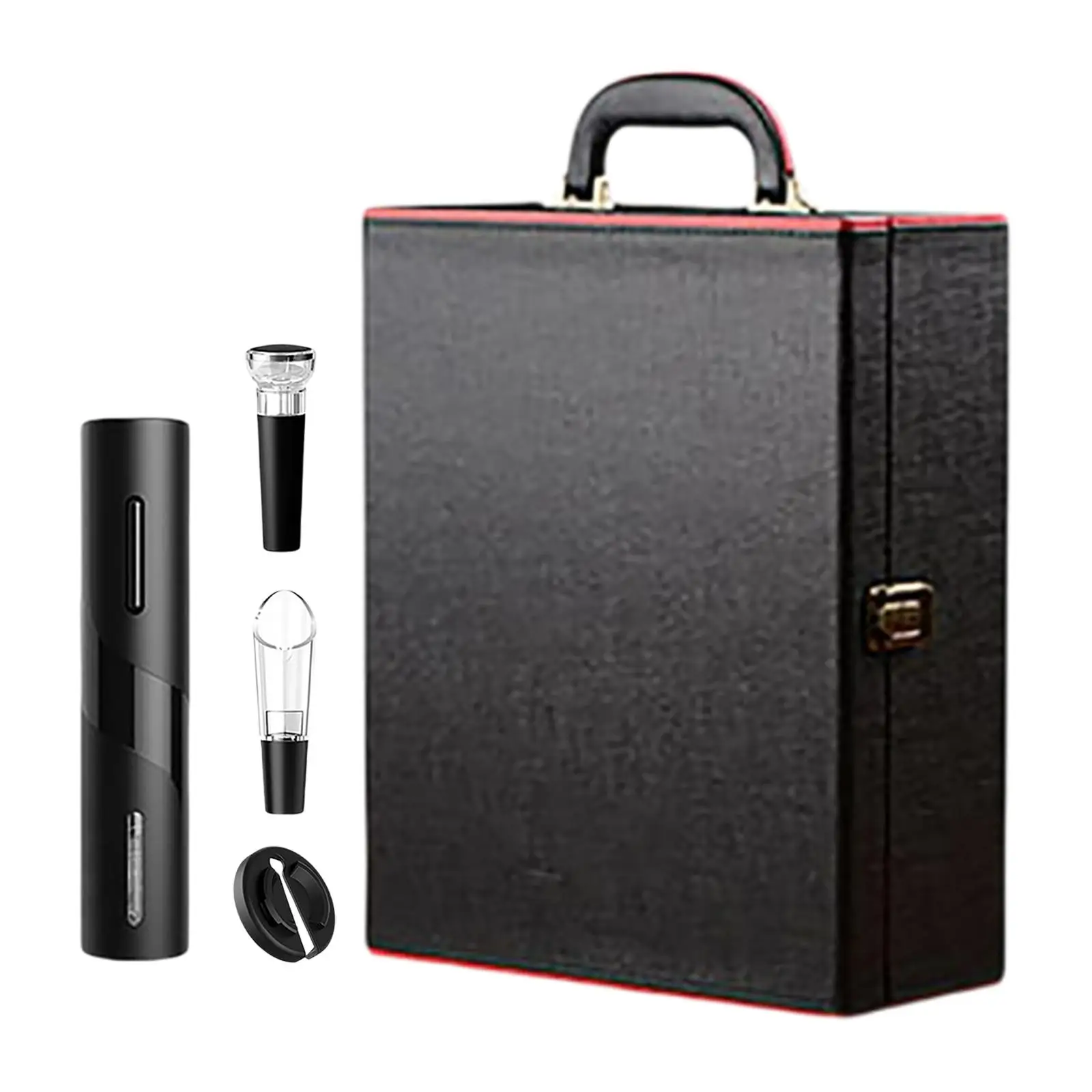 

Portable Wine Box Bottle Opener, Wine Pour, Foil Cutter, Wine Stopper Lockable Closure with Handle for Wine Lovers