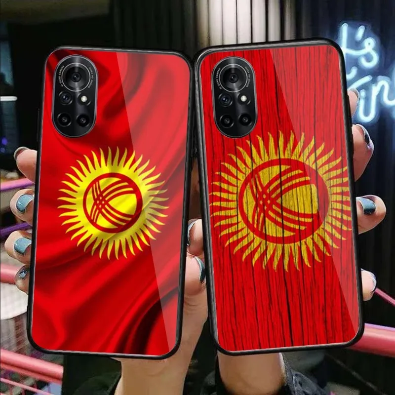 

Чехол для телефона с флагом Киргизии для Huawei P50 P40 P30 P20 Pro Mate 40 30 20 Pro Nova 9 8 7 PC, стеклянный чехол для телефона
