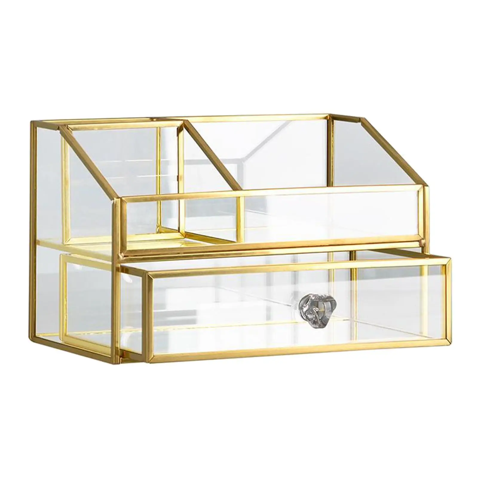 Antique Glass Cosmetics Storage 4 Compartments for Dressing Table Dresser