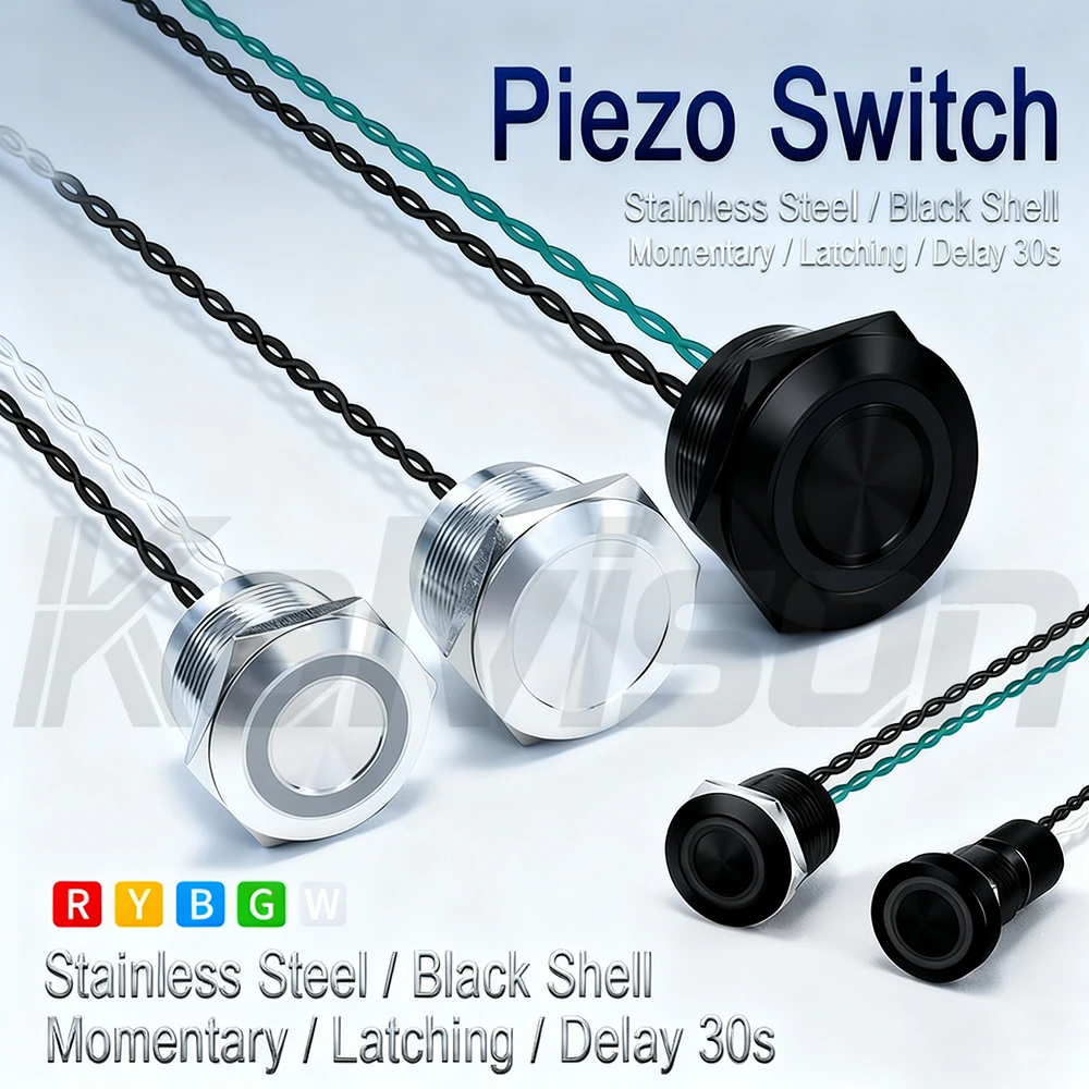 Фото IP68 Piezo Switch 12/16/19/22/30mm Latching Waterproof Metal Touch Switch Stainless Steel Momentary Piezoelectric Ceramic Switch №1