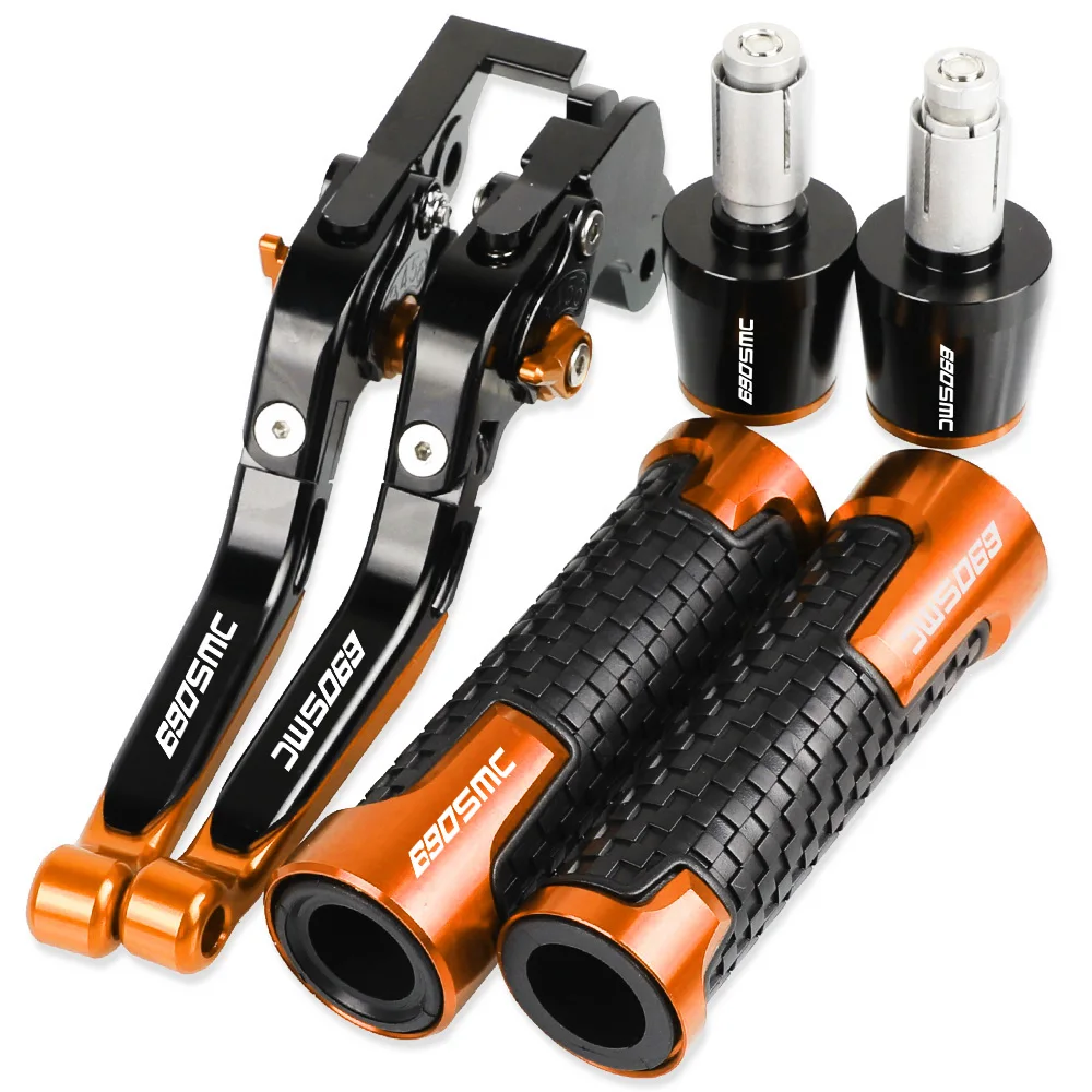 

690SMC 690 SMC Motorcycle Aluminum Brake Clutch Levers Handlebar Hand Grips ends For 690SMC 2008 2009 2010 2011 2012 2013