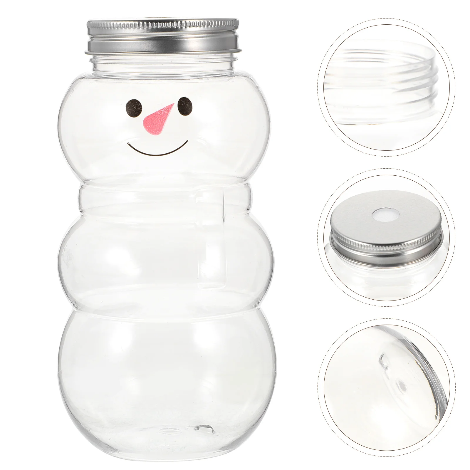 

Bottleschristmas Snowman Candydrink Beverage Containerssmoothie Caps Empty Jars Adorable Drinkingdecorations Wrapping Winter
