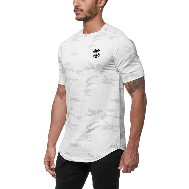 

New Mens Casual Clothing Summer Gym Fashion Camouflage T-shirt O-neck Streetwear T Shirt Breathable Short Sleeve Fitness Tshirt