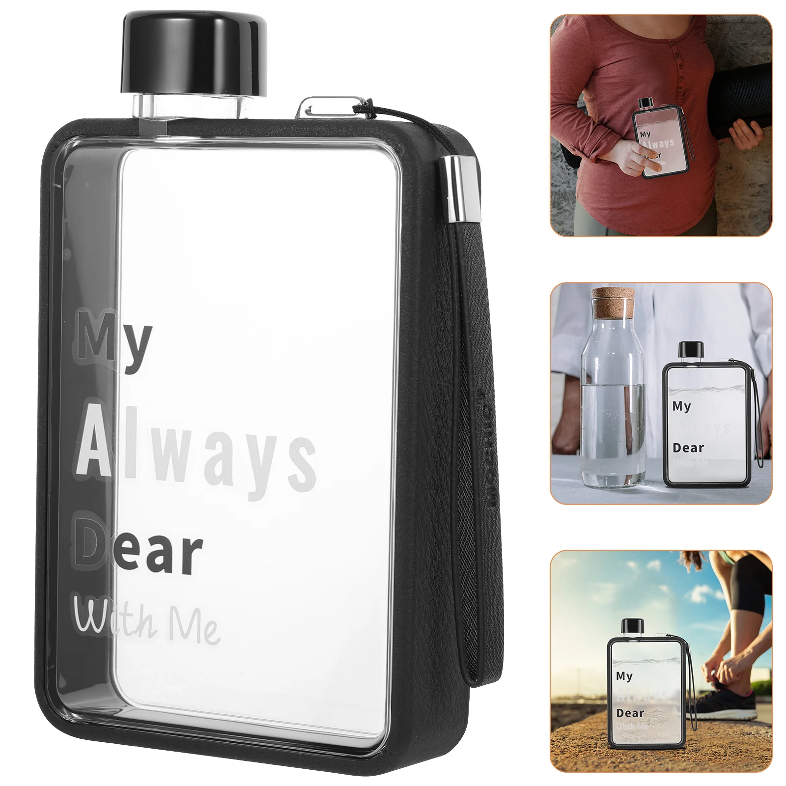 

Wallet Flat Cup Fitness Portable Kettle Travel Flask Water Bottles Food Grade PC Mug