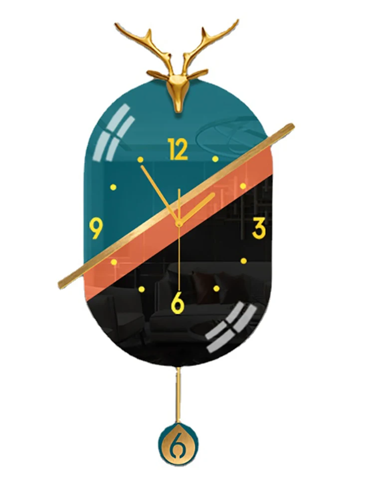 

Настенные часы с большим маятником, креативные приборы из металла и стекла в скандинавском стиле для гостиной, домашний декор, украшение дл...