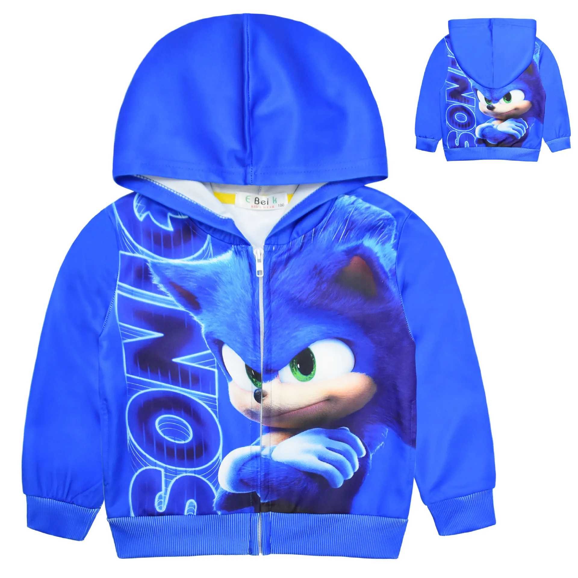 

Autumn Winter Girls Boys Cartoon Super Sonics 3D Print Zipper Hoodies Kids Long Sleeve Warm Coats Christmas Clothing