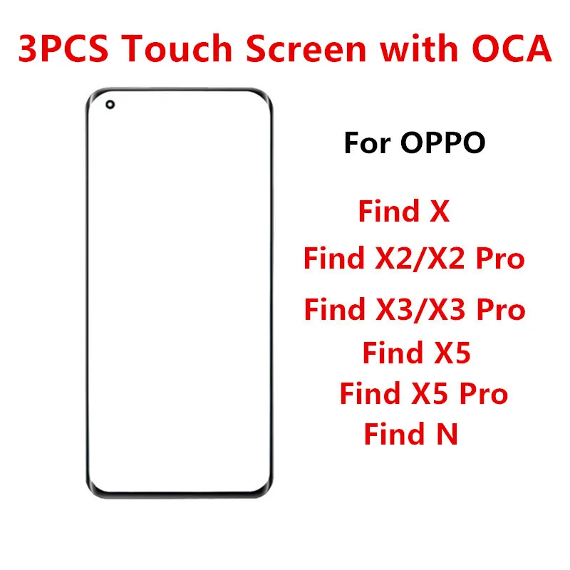 

3PCS Outer Screen For OPPO Find N X5 Pro X3 X2 X Touch Panel LCD Display Front Glass Repair Replace Parts+ OCA