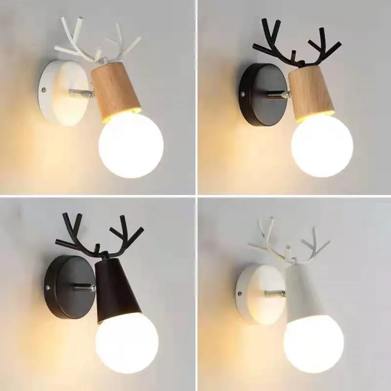 LED Wall Lamp Creative Modern Antler Wall Light Home Bedroom Living Room Bedside Sofa Background Indoor Black White Wall Sconce