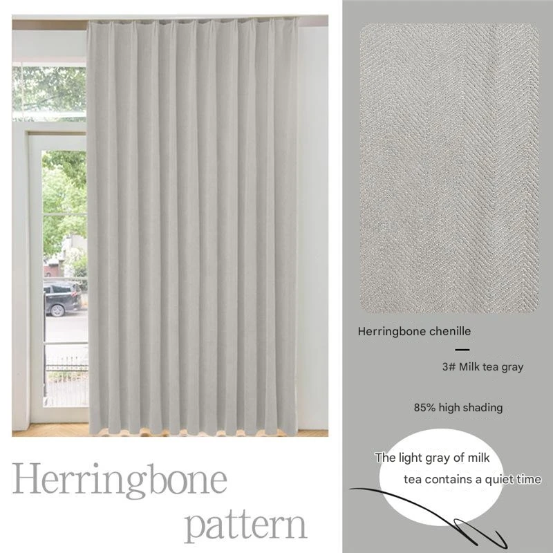 Матча зеленые жаккардовые шторы с узором елочка простые светозащитные для