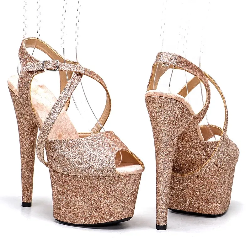 LAIJIANJINXIA блестящие босоножки на высоком каблуке нового цвета 17 см/7 дюймов