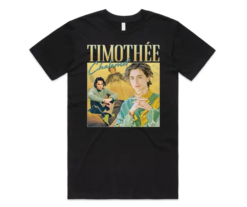 

Timothee Chalamet Homage T-shirt Tee Top Timothy Wonka Actor Vintage