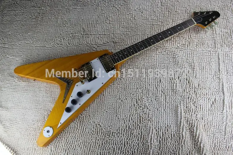 

2014 High quality Wood color guitar EMG pick-up flying V type electric guitar