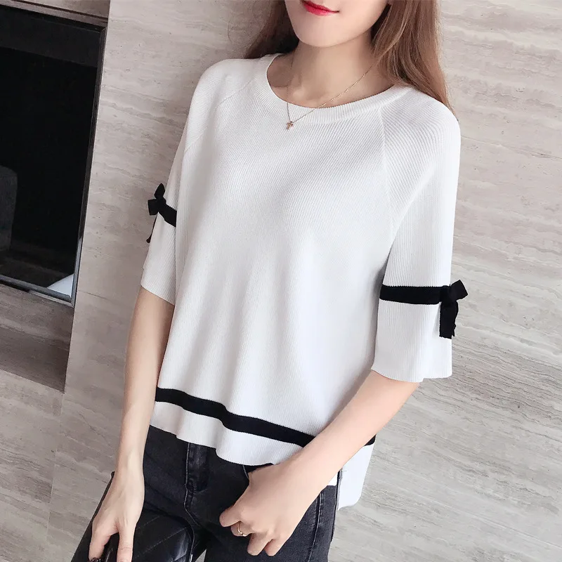 Женская футболка с расклешенными рукавами Свободный Повседневный пуловер