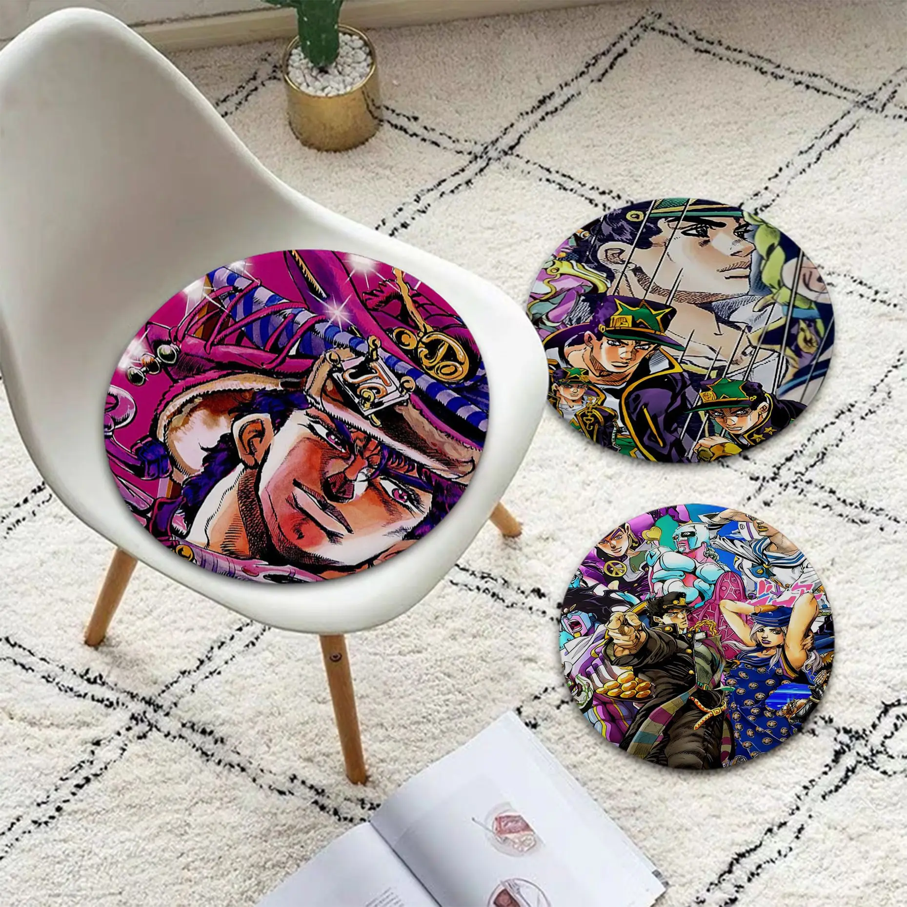 

JoJo's Bizarre Adventure Decorative Seat Cushion Office Dining Stool Pad Sponge Sofa Mat Non-Slip Outdoor Garden Cushions