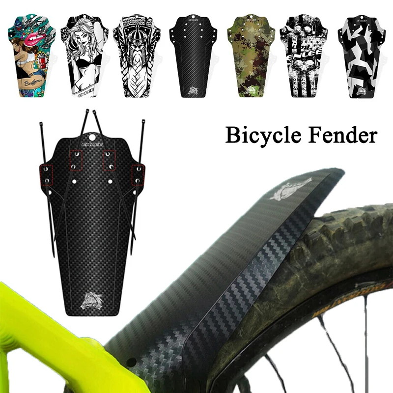 

Bicycle Fender Front and Rear Tire Wheel Universal Bike Mudguard Printed Plastic Cycling Wing Protectors with Cable Ties