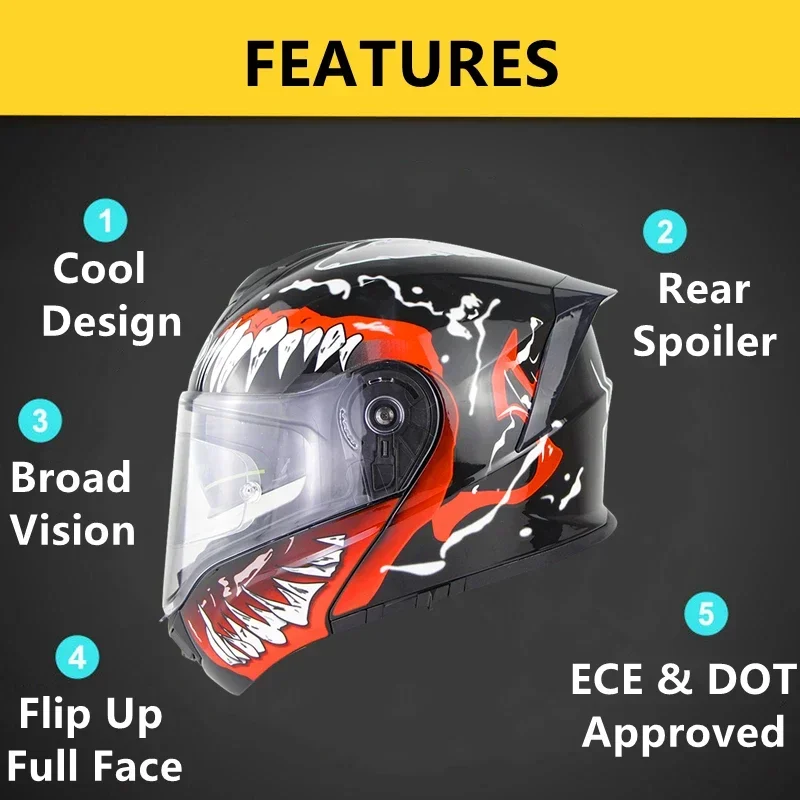 SOMAN ECE Motorcycle Helmet Helmets Breathable Moto Modular Protective With Bluetooth M-XXXXL