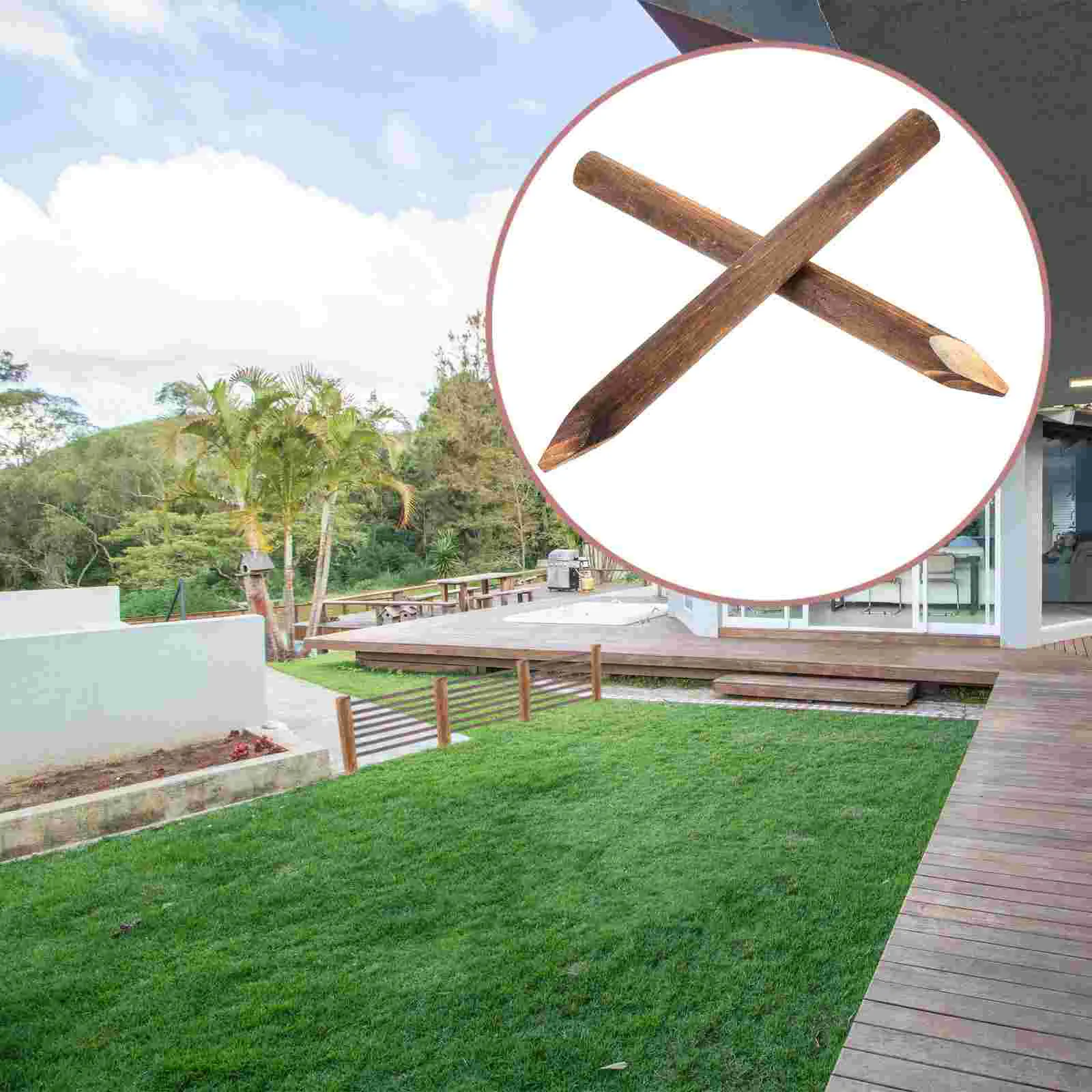 

2 Pcs Decor Outdoor Yard Border Fence The Temporary Fencing Wooden Portable Lawn Edging Tree Decorative