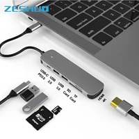 6 in 1 usb c hub type c to hdmi compatible usb 3 0 2 0 tfsd card pd 100w multiport adapter dock station for macbook pro air