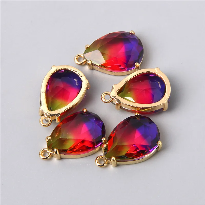 5PCS Gradient Crystal Glass Cutting Surface Charms Trend Pendants For Lovers Jewelry Making DIY Necklaces Earrings Accessories - купить по