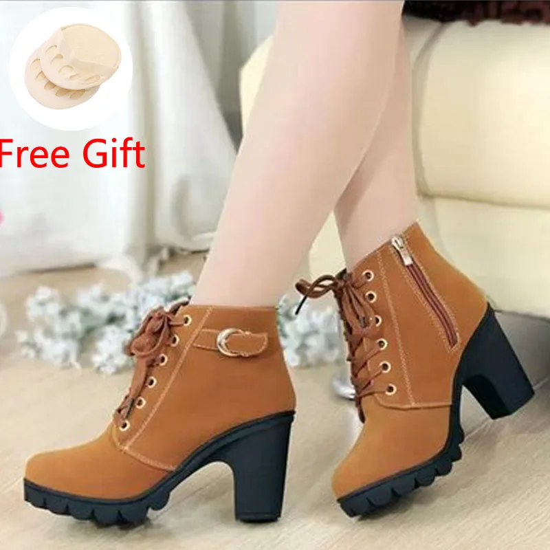 

Spring/Winter High Heels 2022 New Winter Women's Boots Cross Strap Ankle Boots Women's Shoes PU Casual High Heels Martin Boots