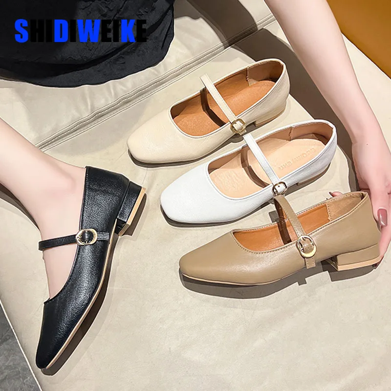 

SDWK New Women Low Heel Shoes Square Toe Retro Mary Janes Pumps Casual Spring Autumn Lady Weekly Shoes Size 35-40 AD3933