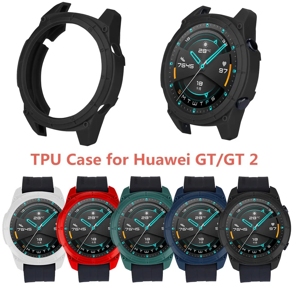 

Тонкий защитный чехол 46 мм для часов Huawei GT2, корпус, мягкий бампер, ТПУ Смарт-браслет, аксессуары для наручных часов