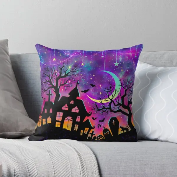 

Starry Halloween Night Printing Throw Pillow Cover Anime Fashion Bedroom Wedding Soft Comfort Office Home Pillows not include