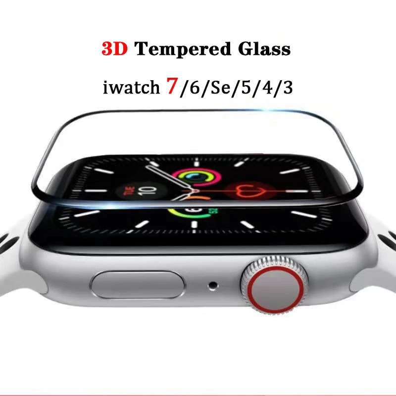 

3D Tempered Glass For Apple Watch band 41mm 45mm 40mm 38mm Film Screen Protector Accessories iwatch Series 7 6 5 4 3 Se 42/44mm