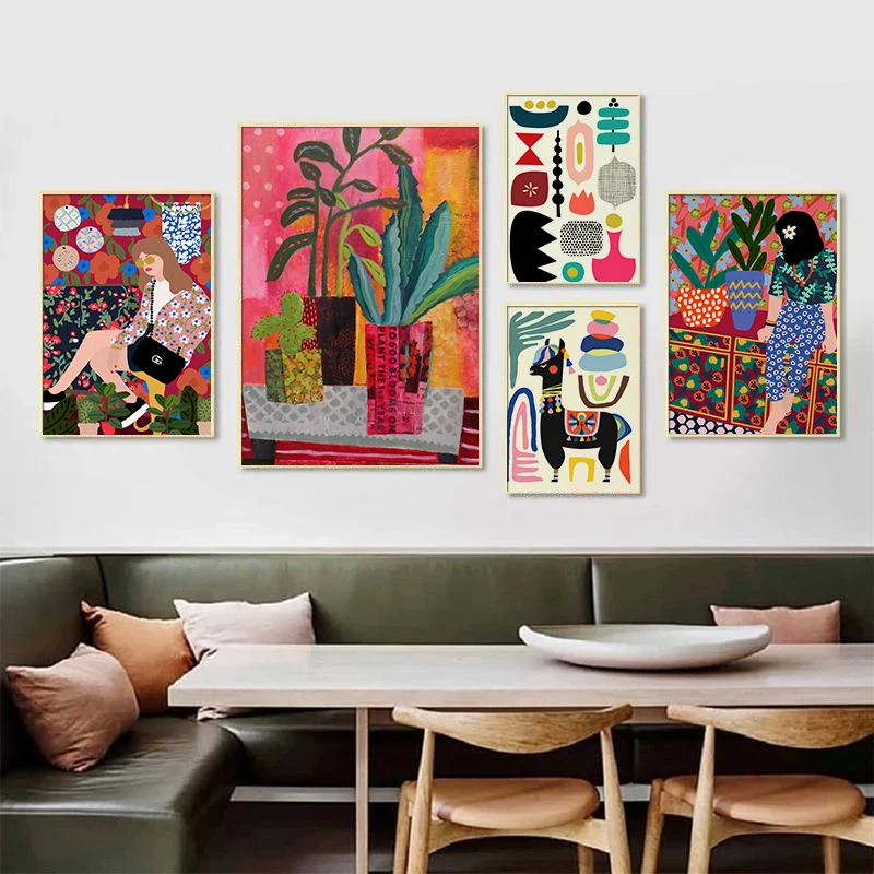 

Colorful Abstract Ancient Egypt Garden Woman Wall Art Canvas Painting Posters And Prints Wall Pictures For Bedroom Gallery Decor