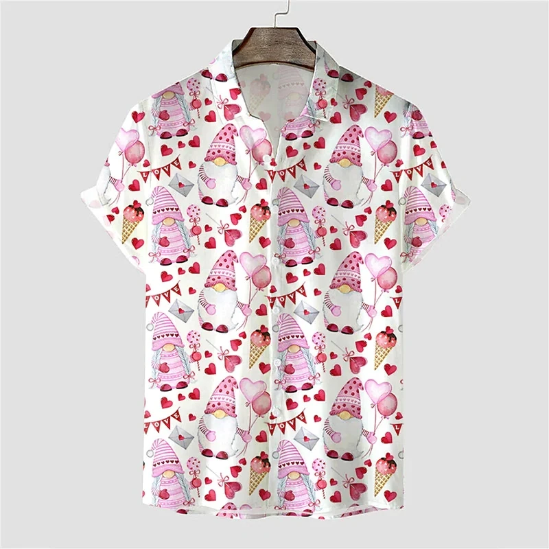

Men's Shirt Summer Hawaiian Shirt Heart Letter Graphic Prints Turndown Apricot Short Sleeves Button-Down Print Clothing Tropical
