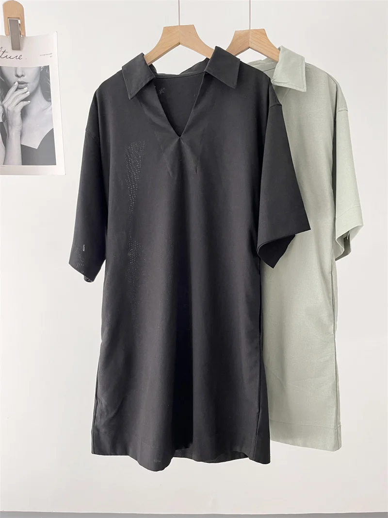 Женское льняное Повседневное платье-рубашка однотонное свободное прямое