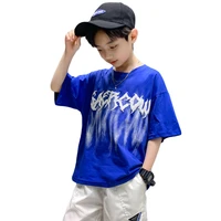 boys short sleeve t shirt summer children cotton fashion letter print baby kids boy loose clothes thin sport tops tees 4 13years