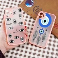 evil eye blue pattern phone case matte transparent for iphone 7 8 11 12 13 plus mini x xs xr pro max cover