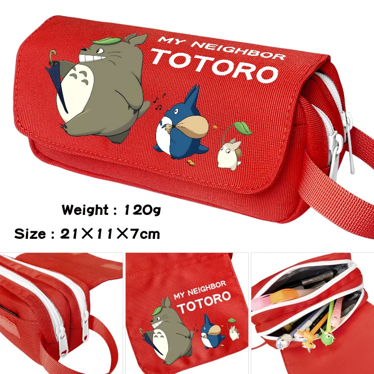 New Children Cute Totoro Portable Canvas Waterproof Student Double-layer Large Pen Bags Girl Boy Cartoon Anime Stationery Box