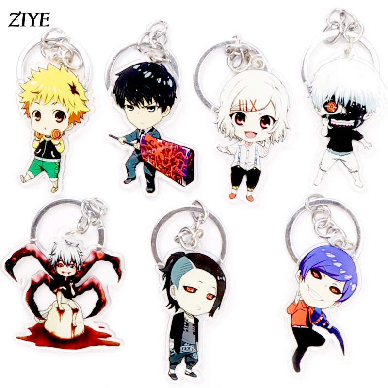 

Tokyo Ghoul Q Version Cosplay Character Keychain Sasaki Haise Kaneki Ken Acrylic Keyring Bag Charms Anime Accessories Fans Gifts