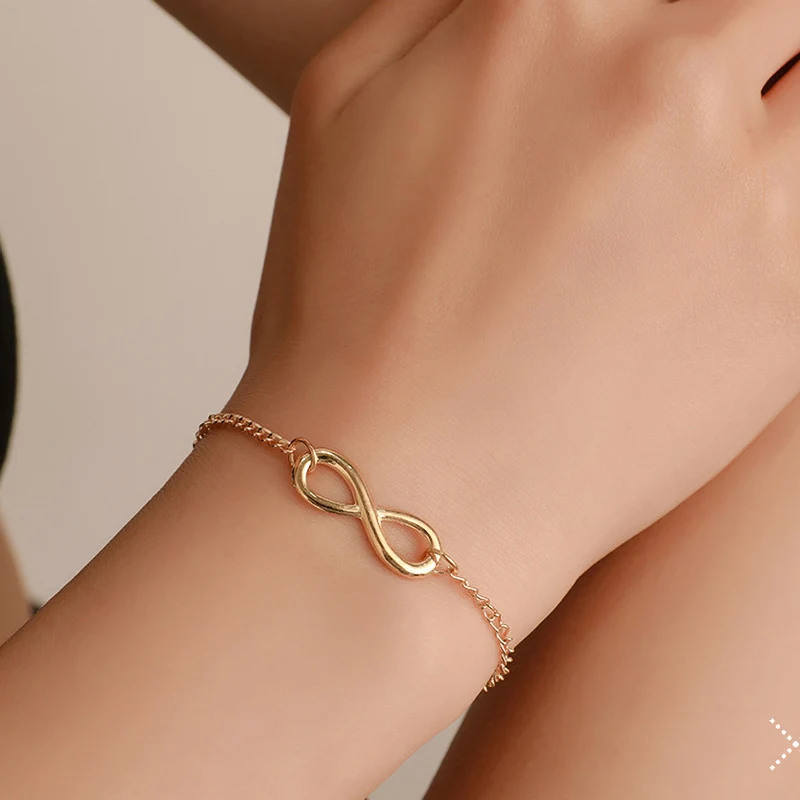 

Gold Plated Infinity Chains Bracelets for Women Men Adjustable Bracelet Bangles Vintage Minimalist Party Jewelry Wholesale Gifts