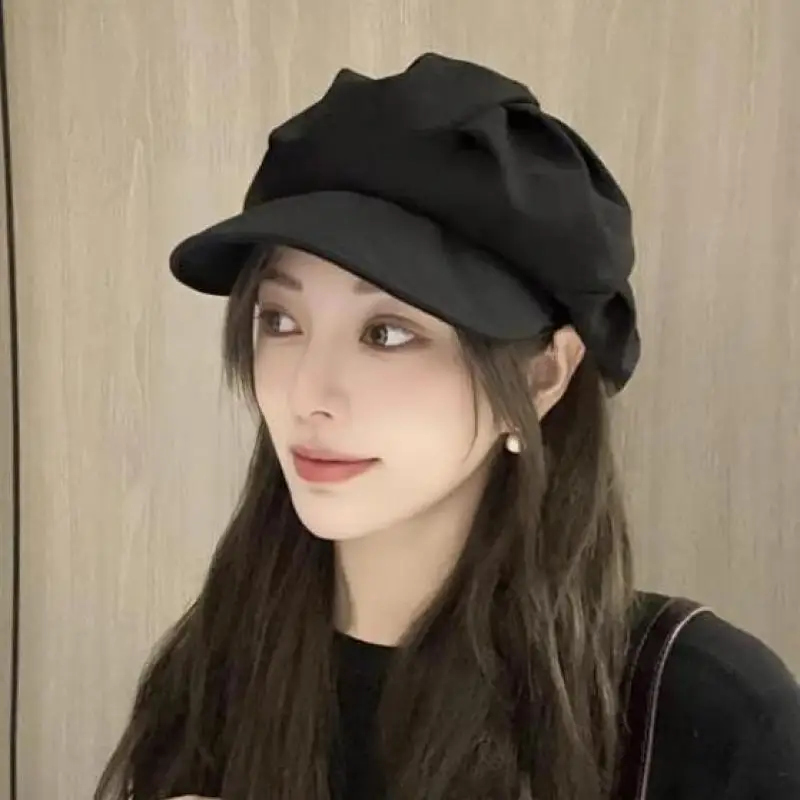 Женский восьмиугольный берет однотонный Ретро Простой корейский стиль