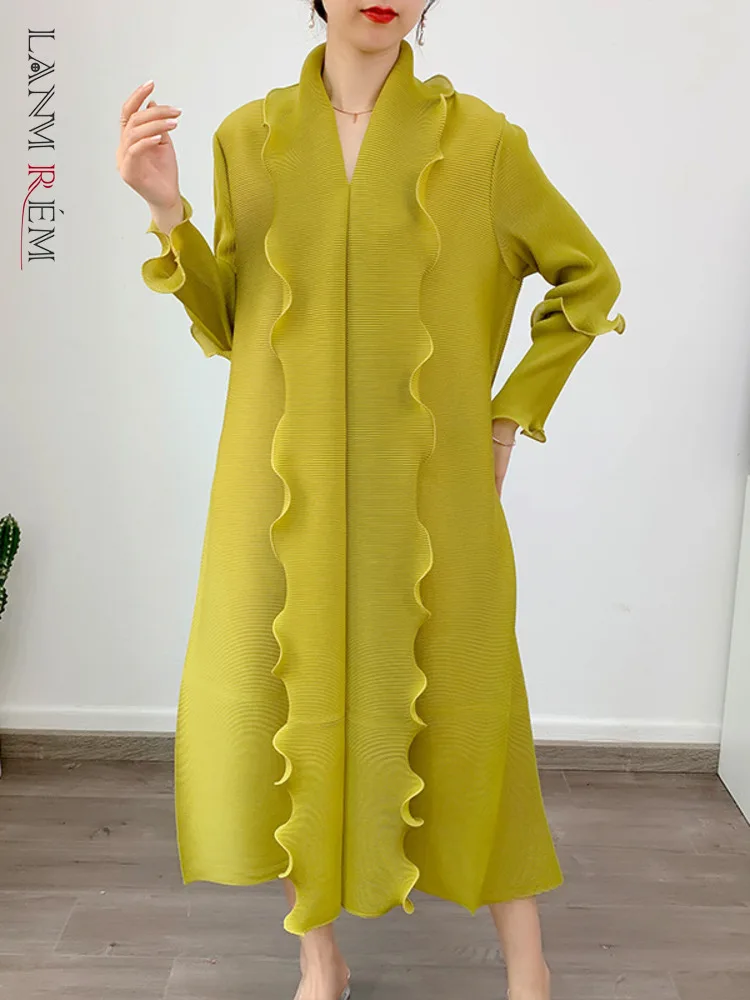 

LANMREM Fungus Pleated Dress Women's 2023 Summer New Long Sleeves Ruffles Elegant Dresses Female Party Clothing 2DA1209