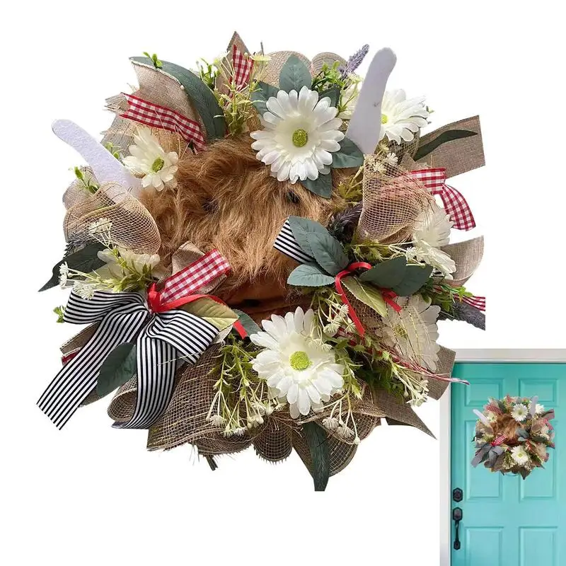 

Висячий венок Highland для входной двери, вешалка для входной двери, весенне-летнее украшение для гостиной, украшение для крыльца
