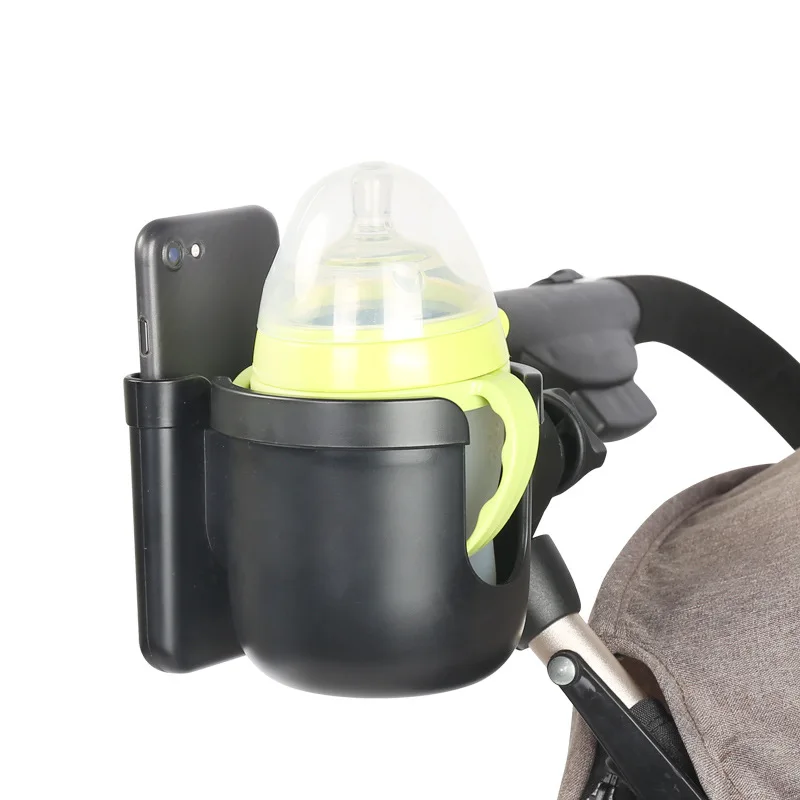 ABS plastic baby carriage cup holder with mobile phone case 2 in 1 universal pushchair baby bottle water cup holder