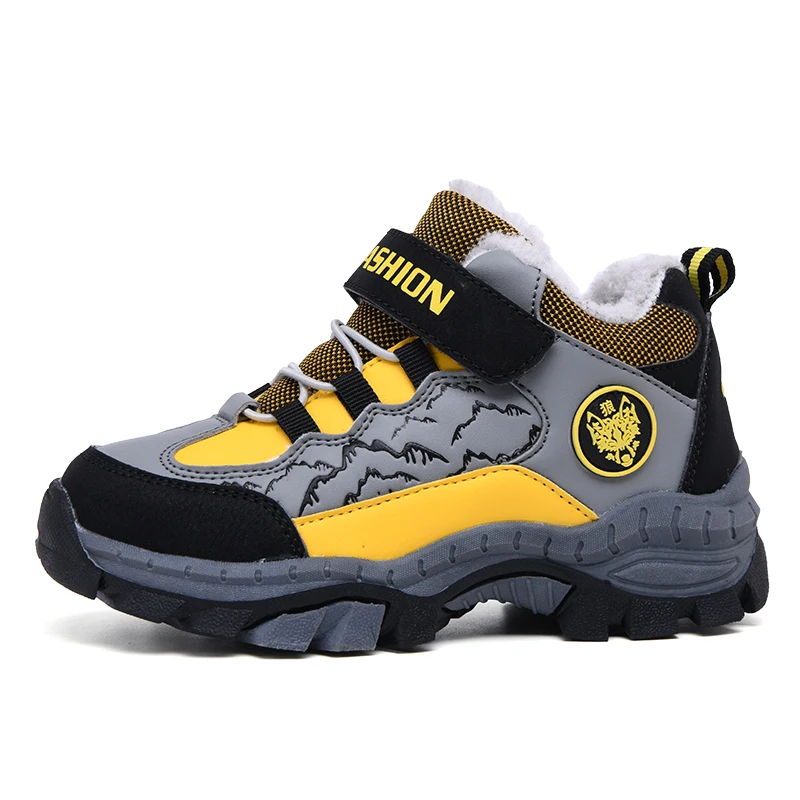 2022 Children Sneakers Winter Plush Boys Hiking Shoes Antislip Waterproof Tennis for Kids Warm Outdoor Girls Shoes Free Shipping