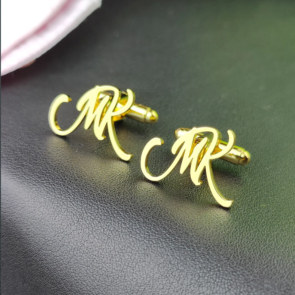 Запонки для жениха из нержавеющей стали с инициалами