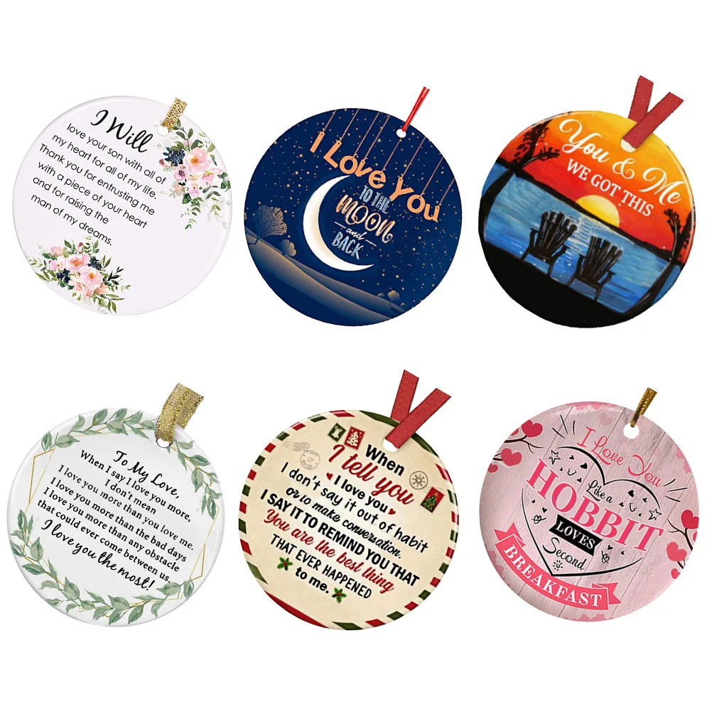 

6pcs Valentine's Day Mini Creative Hanging Slice Ornament Crafts Pendant for Party Wall Home