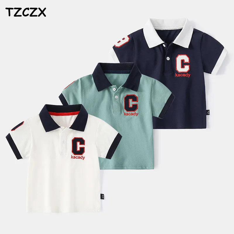 

Новинка 2022, летние детские футболки, хлопковые футболки с коротким рукавом и буквенной вышивкой для мальчиков, детские летние топы, одежда